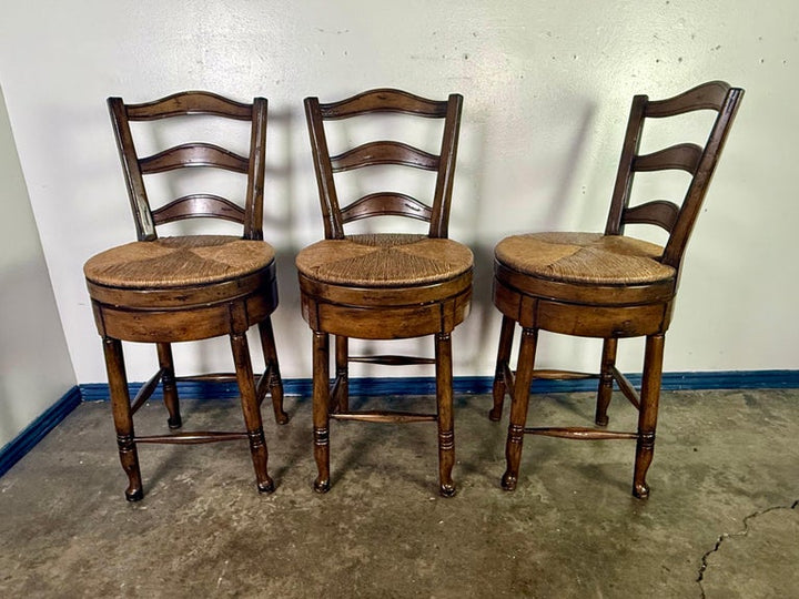 Set of Three French Ladder Back Bar Stools