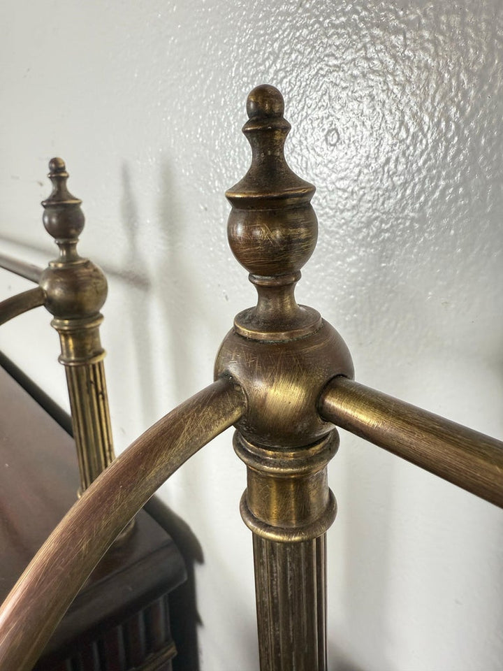 Pair of English Regency–Style Mahogany Bookcases with Brass Detailing