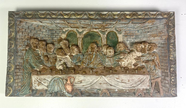 Italian Carved Wood Depiction of "The Last Supper"