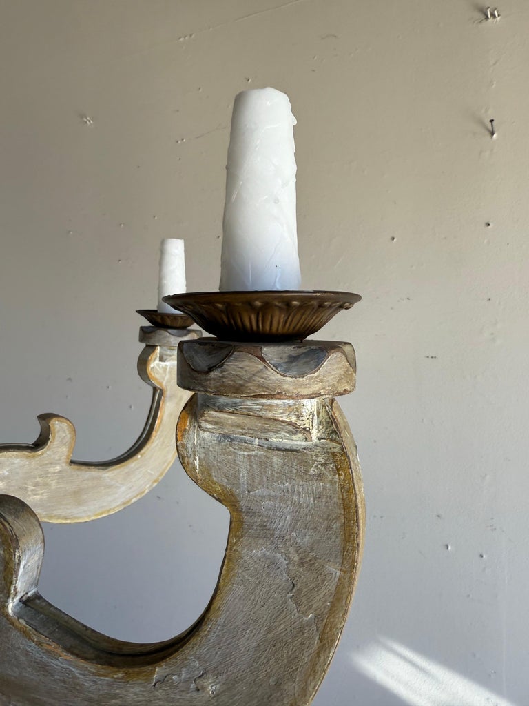 Italian Six-Light Painted and Giltwood Chandelier