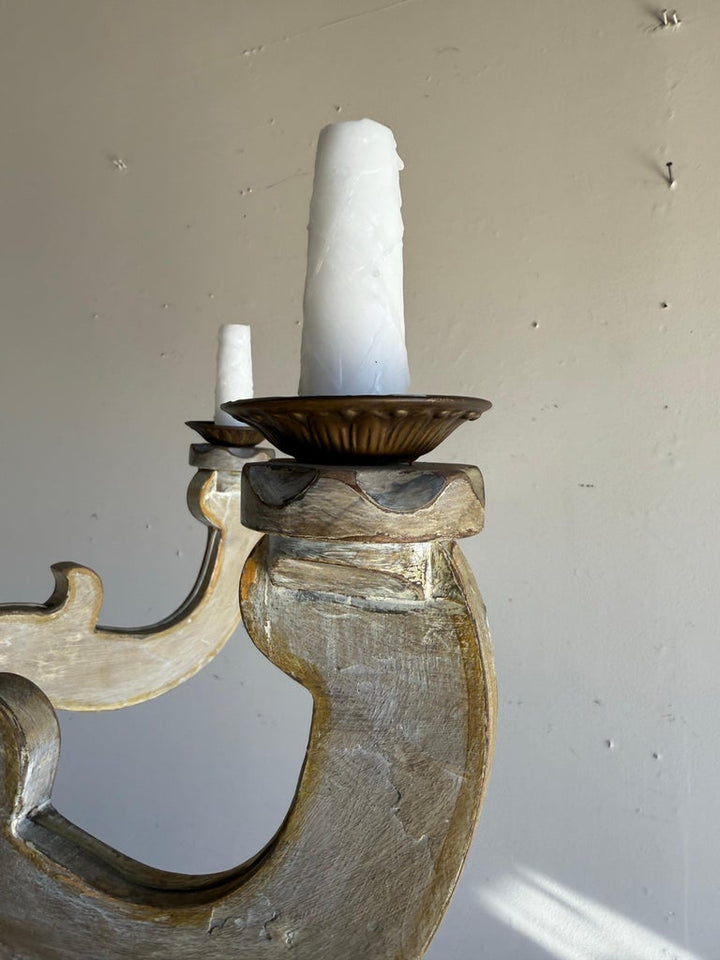 Italian Six-Light Painted and Giltwood Chandelier