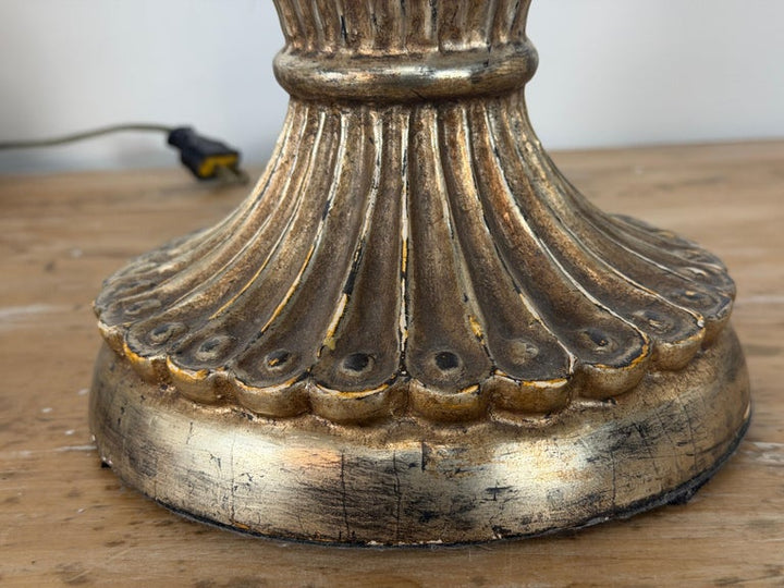 Pair of Italian Baroque Barley Twist Table Lamps - Silvered and Giltwood