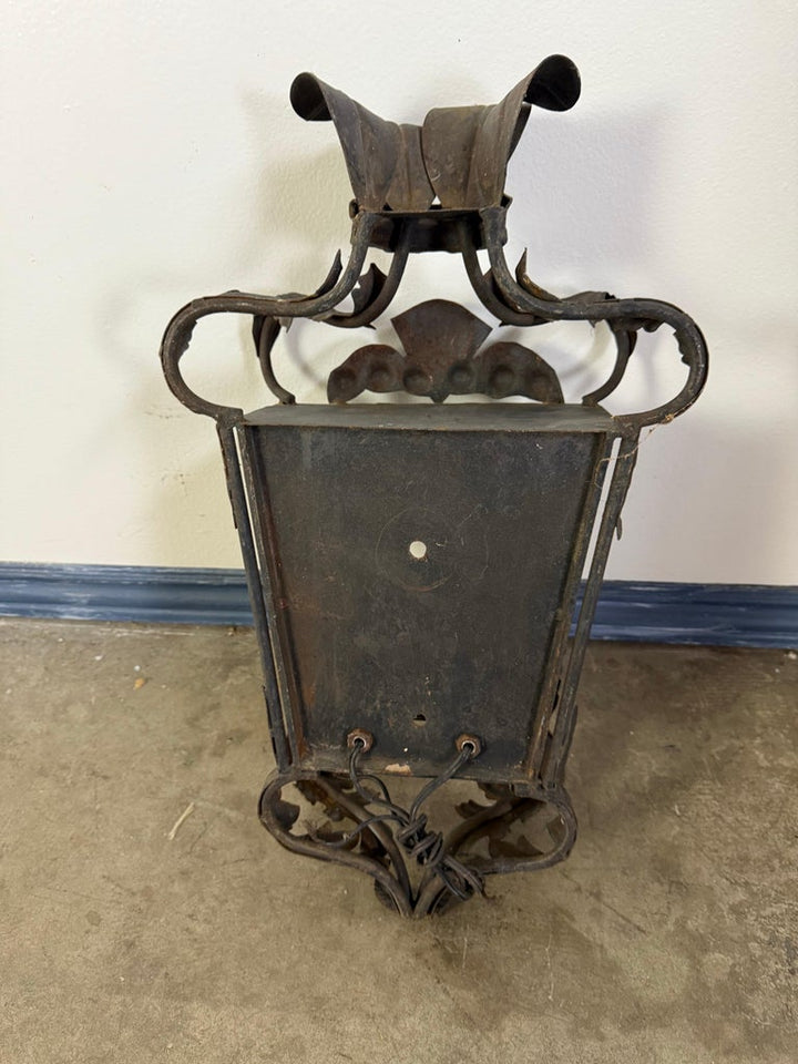 Set of Five Hand-Forged Spanish Wrought Iron Wall Lanterns