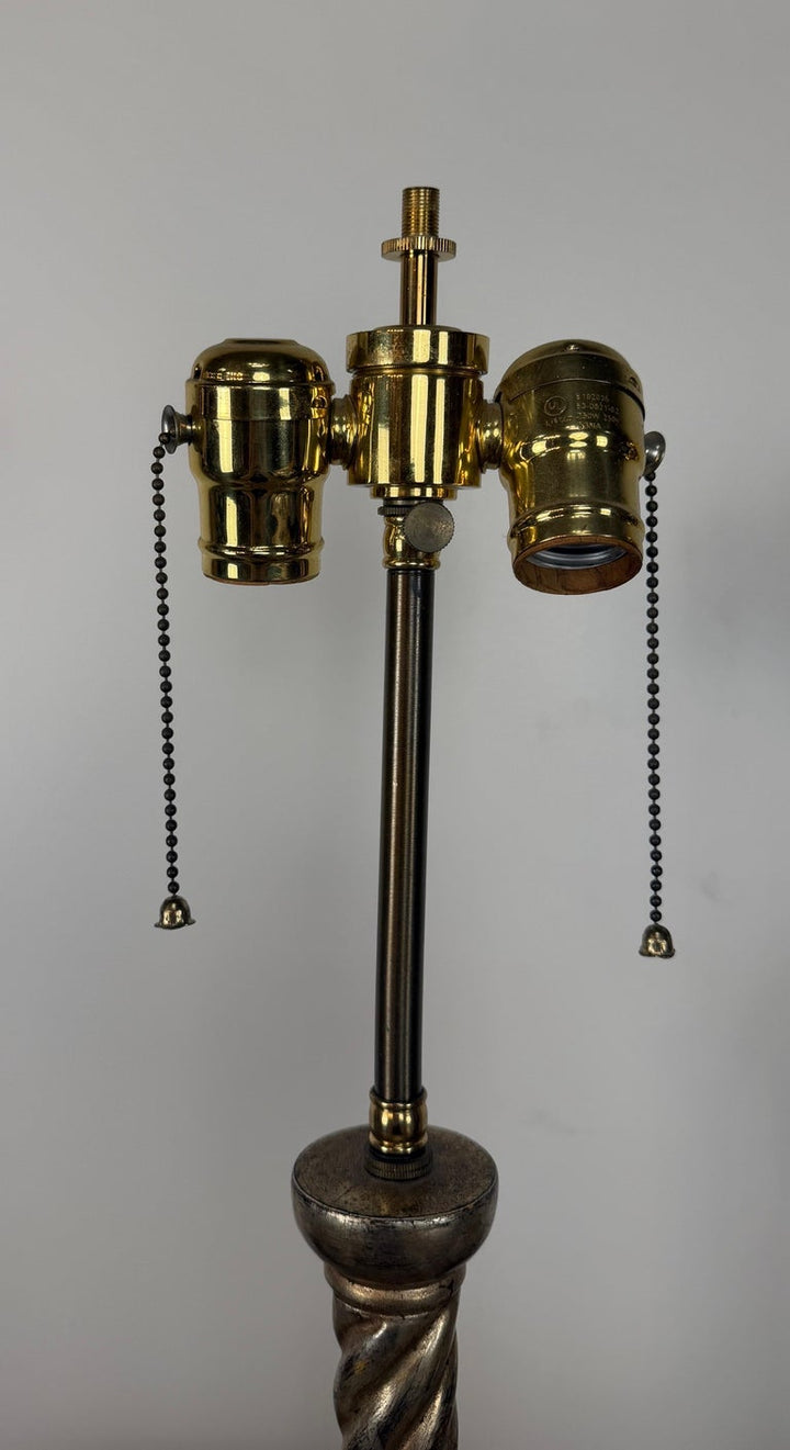 Pair of Italian Baroque Barley Twist Table Lamps - Silvered and Giltwood