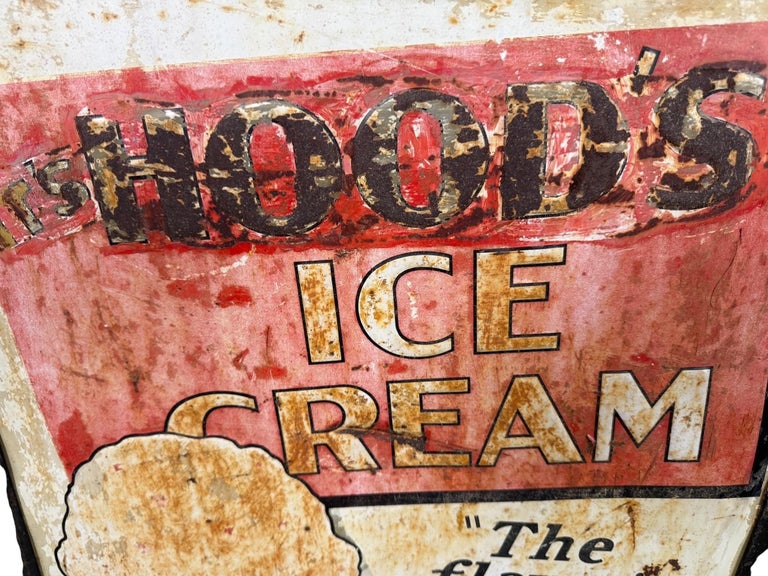 Vintage Two-Sided Hood’s Ice Cream Advertising Sign