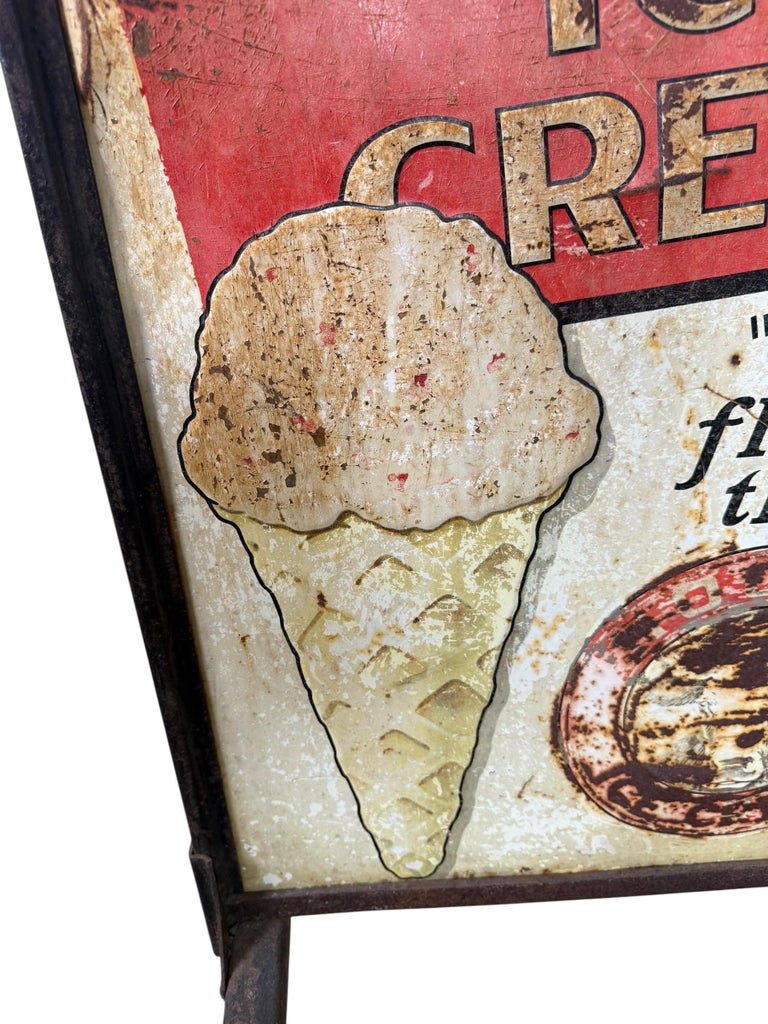 Vintage Two-Sided Hood’s Ice Cream Advertising Sign