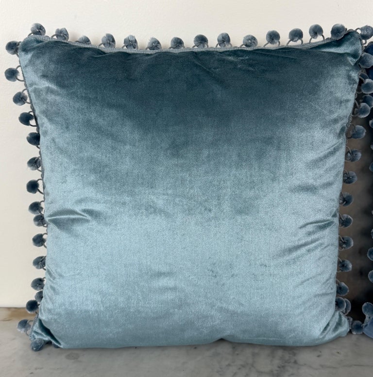 Pair 19th Century French Metallic Applique - Hand-Embroidered Velvet Pillows