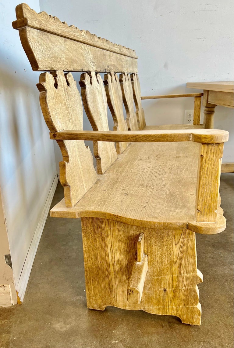 Spanish Dining Table W/ Coordinating Carved Benches C. 1930's