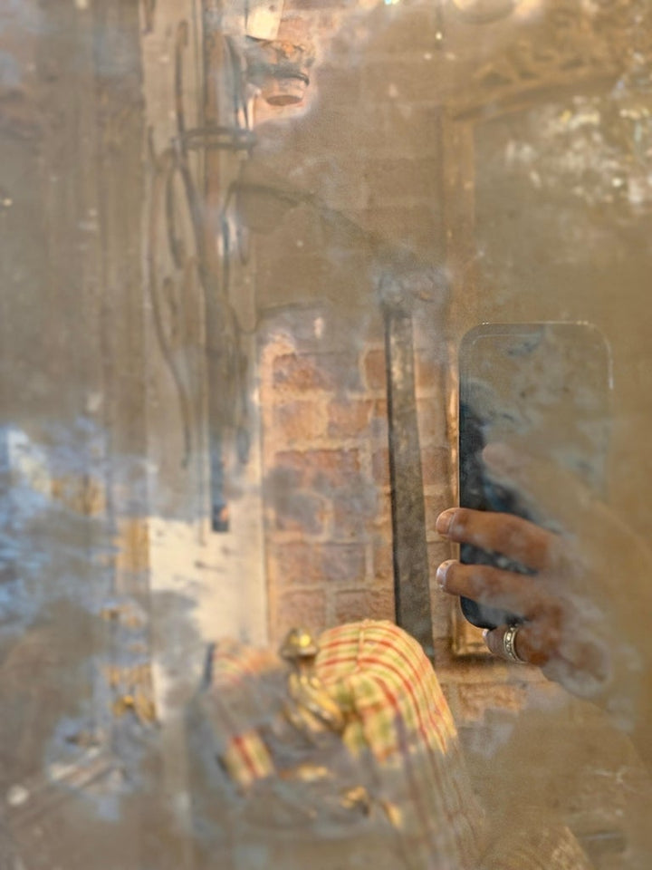 Neoclassical Pier Mirror, Distressed Wood, Circa 1880s