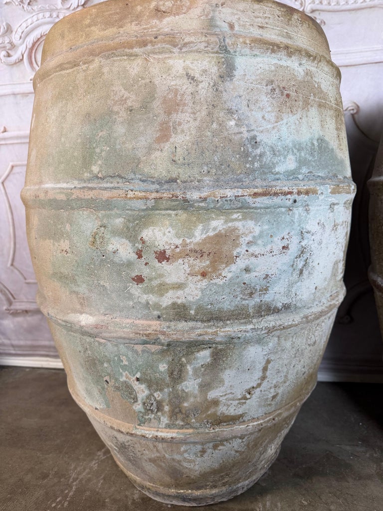 Pair of Antique Mediterranean Terracotta Storage Jars with Weathered Patina