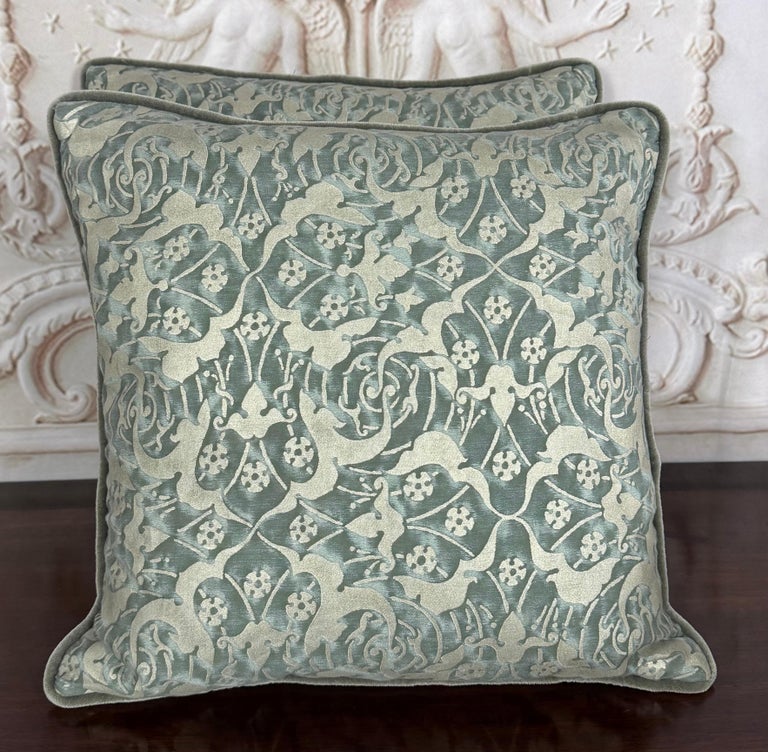Pair Of Authentic Venetian Oneiroi Patterned Fortuny Pillows