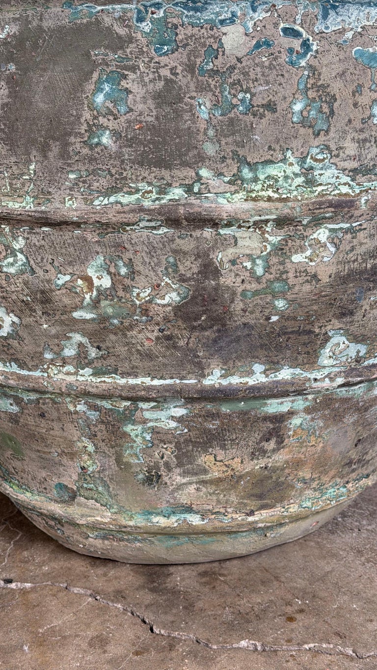 Mediterranean barreal Jars - Verdigris Patinated Terracotta Olive Vassels