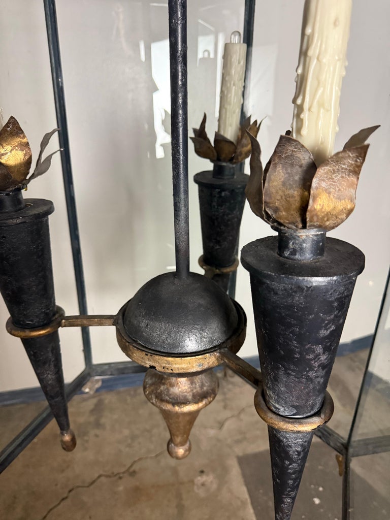Antique Spanish Revival Hexagonal Crown Lantern-Pair Available