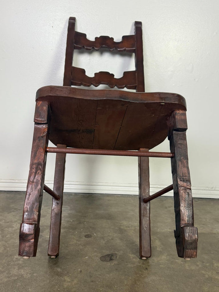 Set of 8 Spanish Colonial Revival Carved Wood Dining Chairs, Mid-20th Century