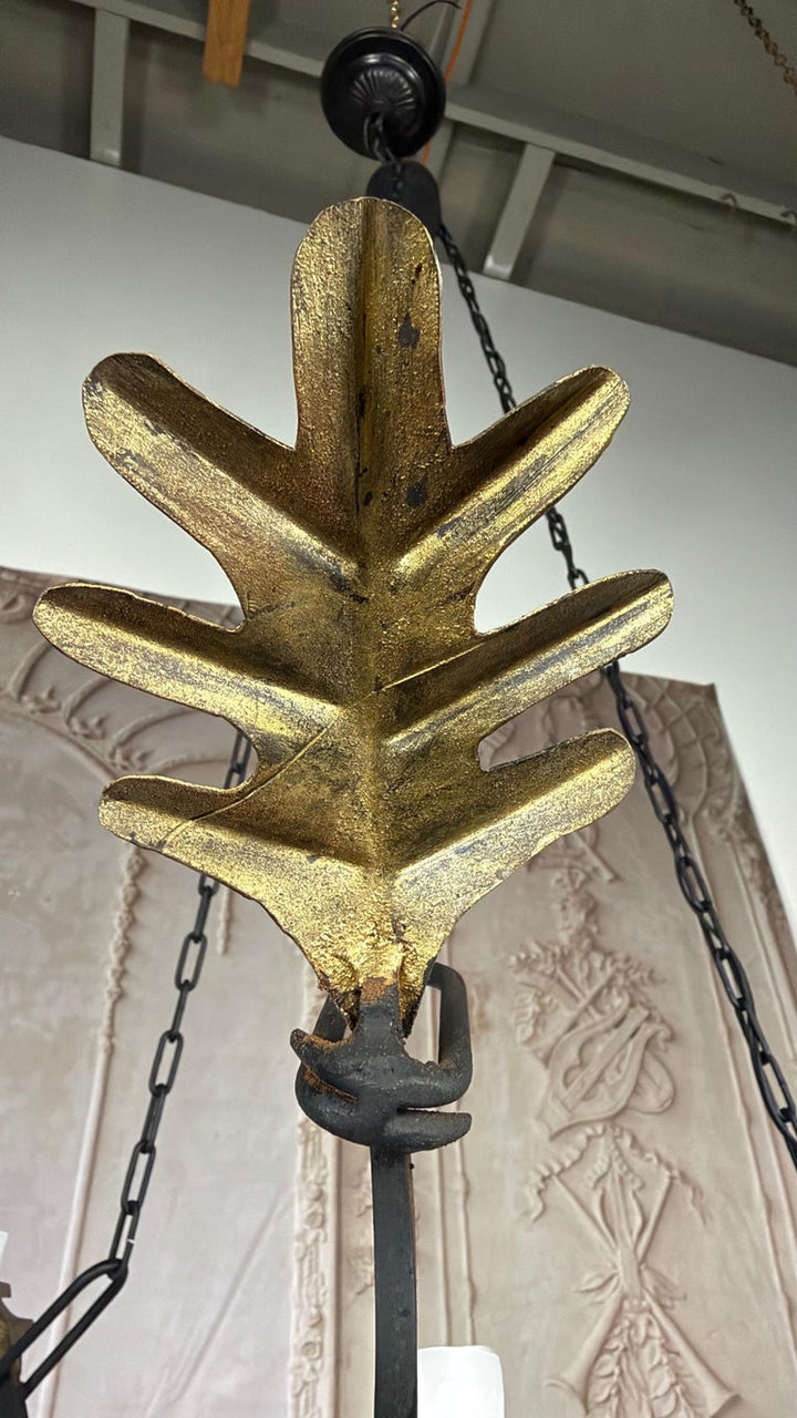 Serpentine Chandelier with Gilt Oak Leaves by Miamar Home