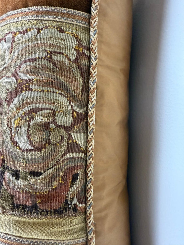Late 18th Century Tapestry Pillow with Contemporary Velvet and Trim