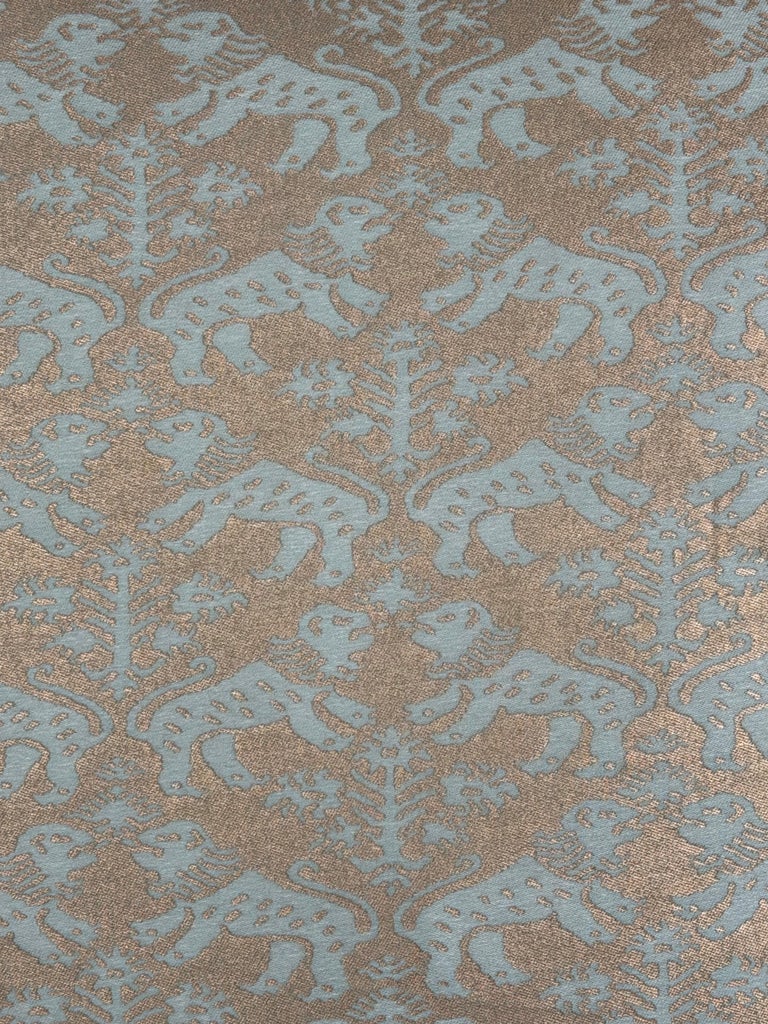 Custom Fortuny Decorative Pillows in Gilt Gold &amp; Aquamarine, Italy