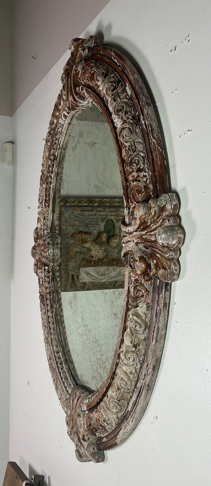 19th C. Italian Baroque Style Oval Shaped Mirror