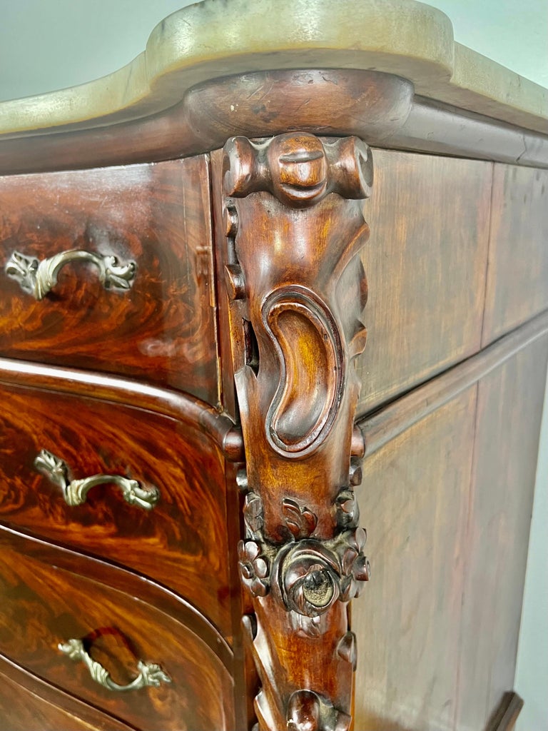 19th Century English Feathered Mahogany '4' Drawer Commode