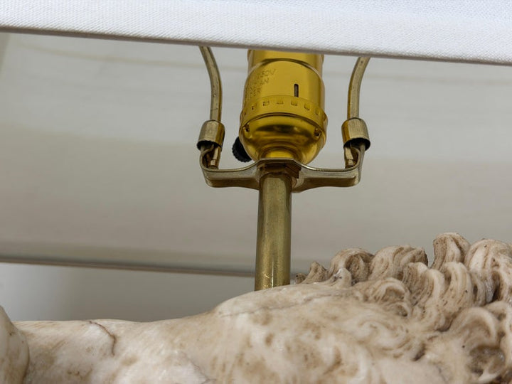 Pair of Neoclassical Recumbent Lion Table Lamps - After Canova