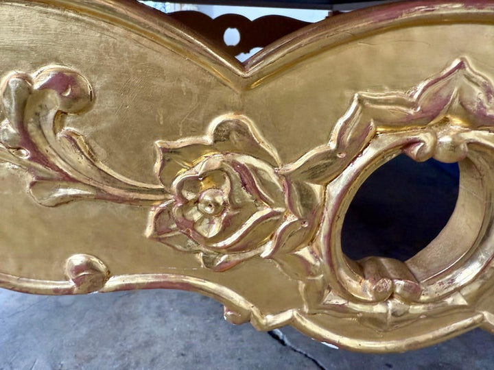 Giltwood Rococo Coffee Table with Antiqued Mirrored Top