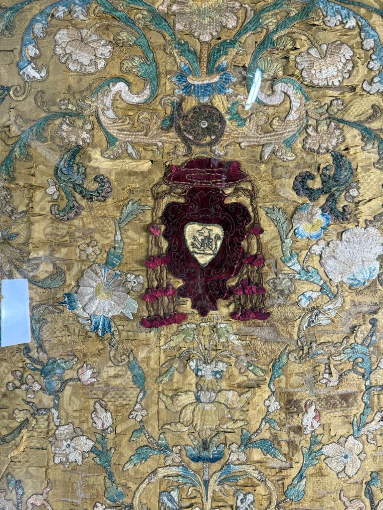 Antique Continental Ecclesiastical Embroidered Textile, 17th–18th Century