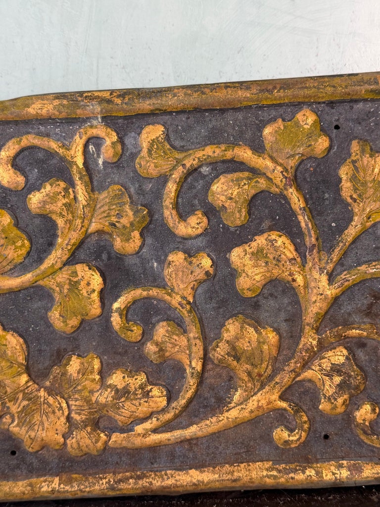 19th Century Gilt Iron Architectural Frieze Panel with Floral Scrollwork