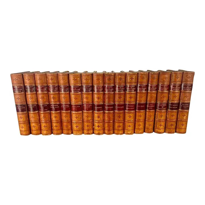 Set of Sixteen Leather Bound Book by Charles Reade