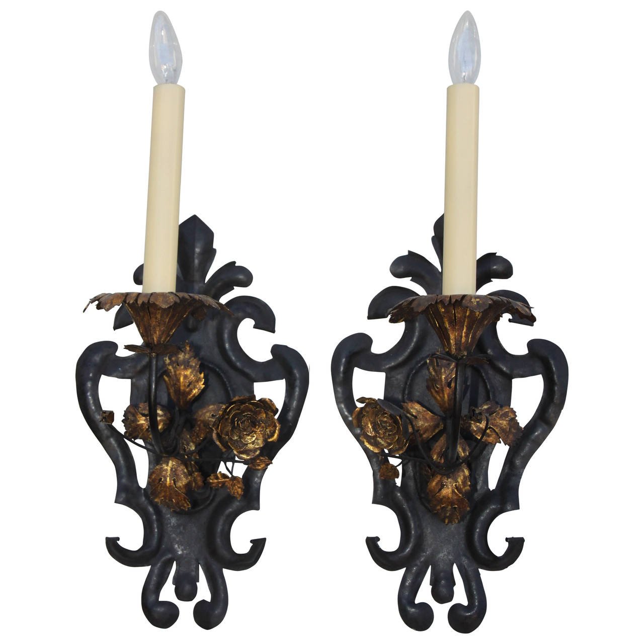 2 Fleur De Lys Lis Cast Iron Candle Holders