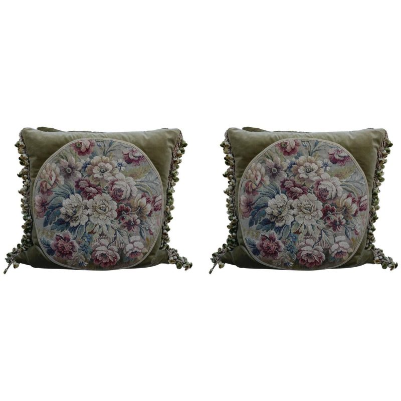 Pair of 19th Century French Aubusson Pillows