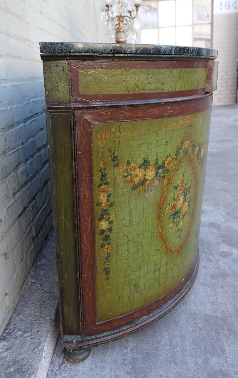 Pair Of 19th Century French Painted Demilune Cabinets Melissa