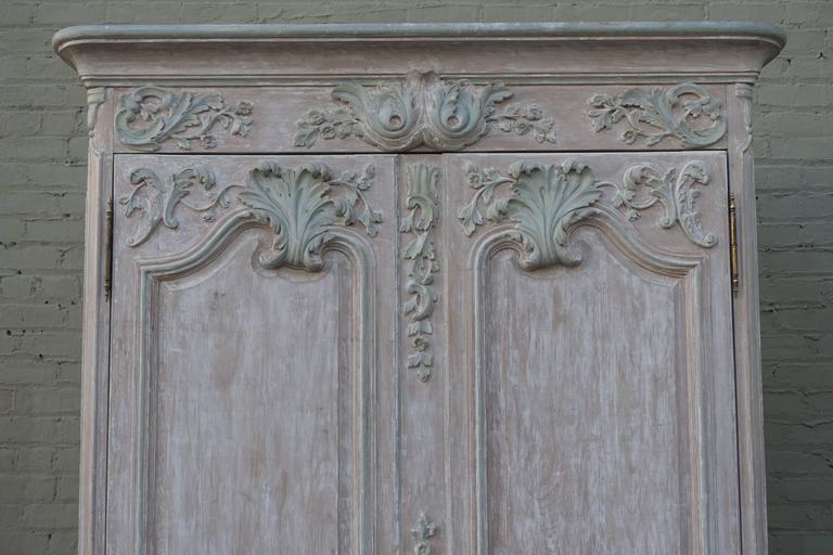 French Louis XV Style Carved Painted Armoire