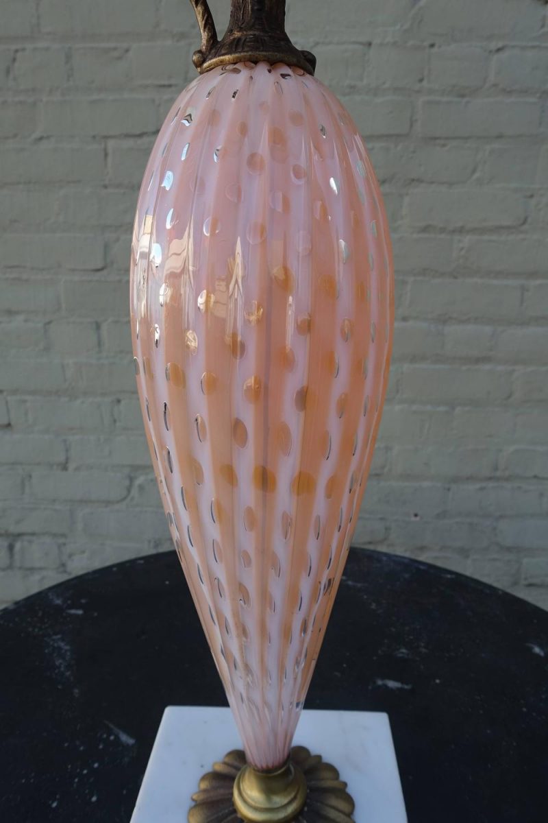 Pair of Italian Pink Murano Vase Lamps