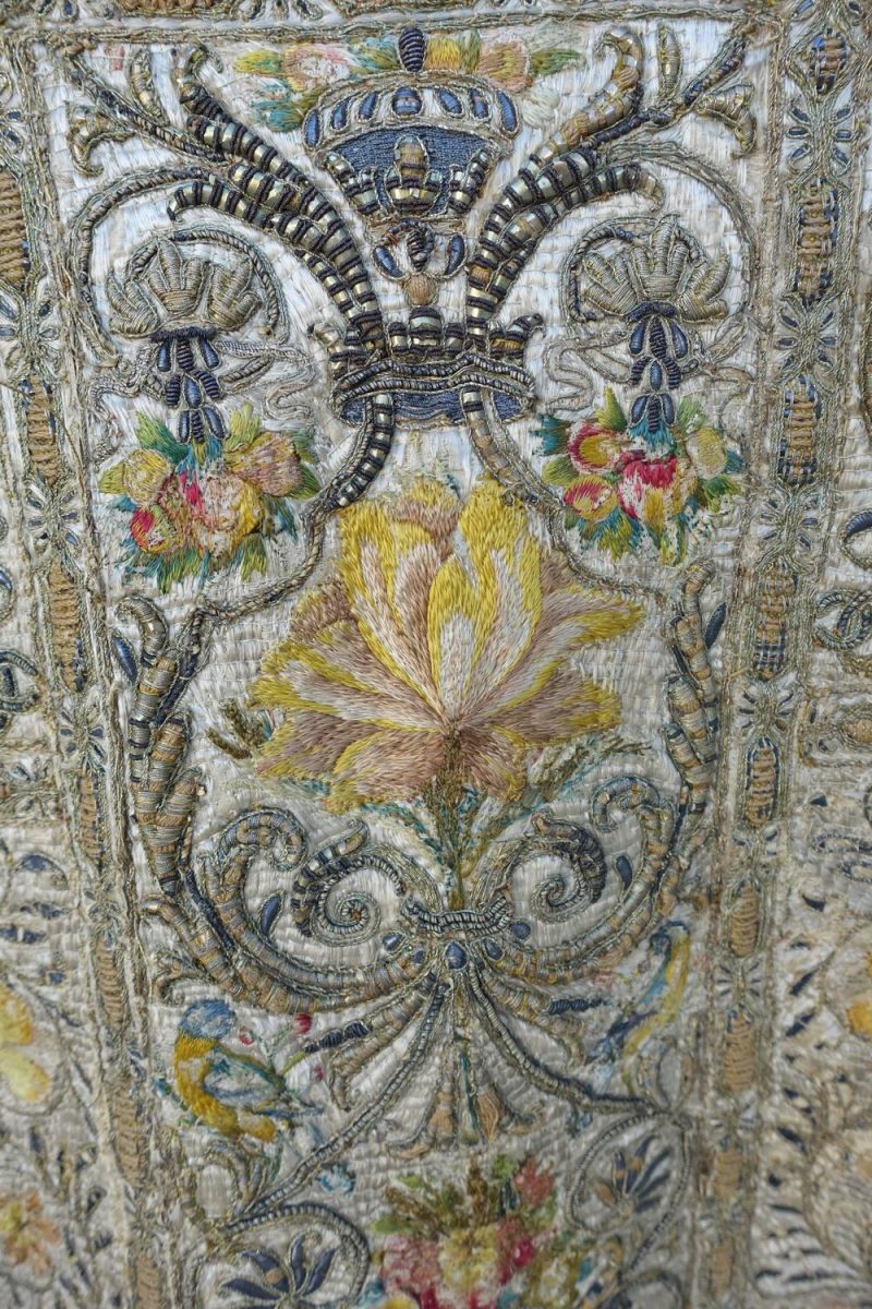18th Century Italian Embroidered Vestment on Iron Stand