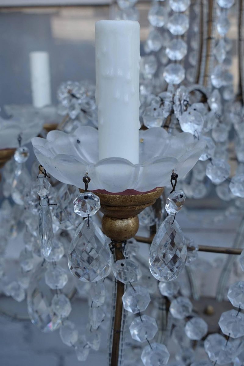 Eight-Light Italian Crystal Beaded Chandelier