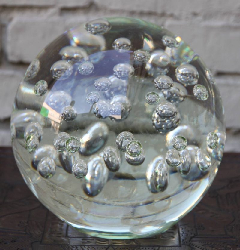 Italian Mid-Century Crystal Sphere with Bubbles