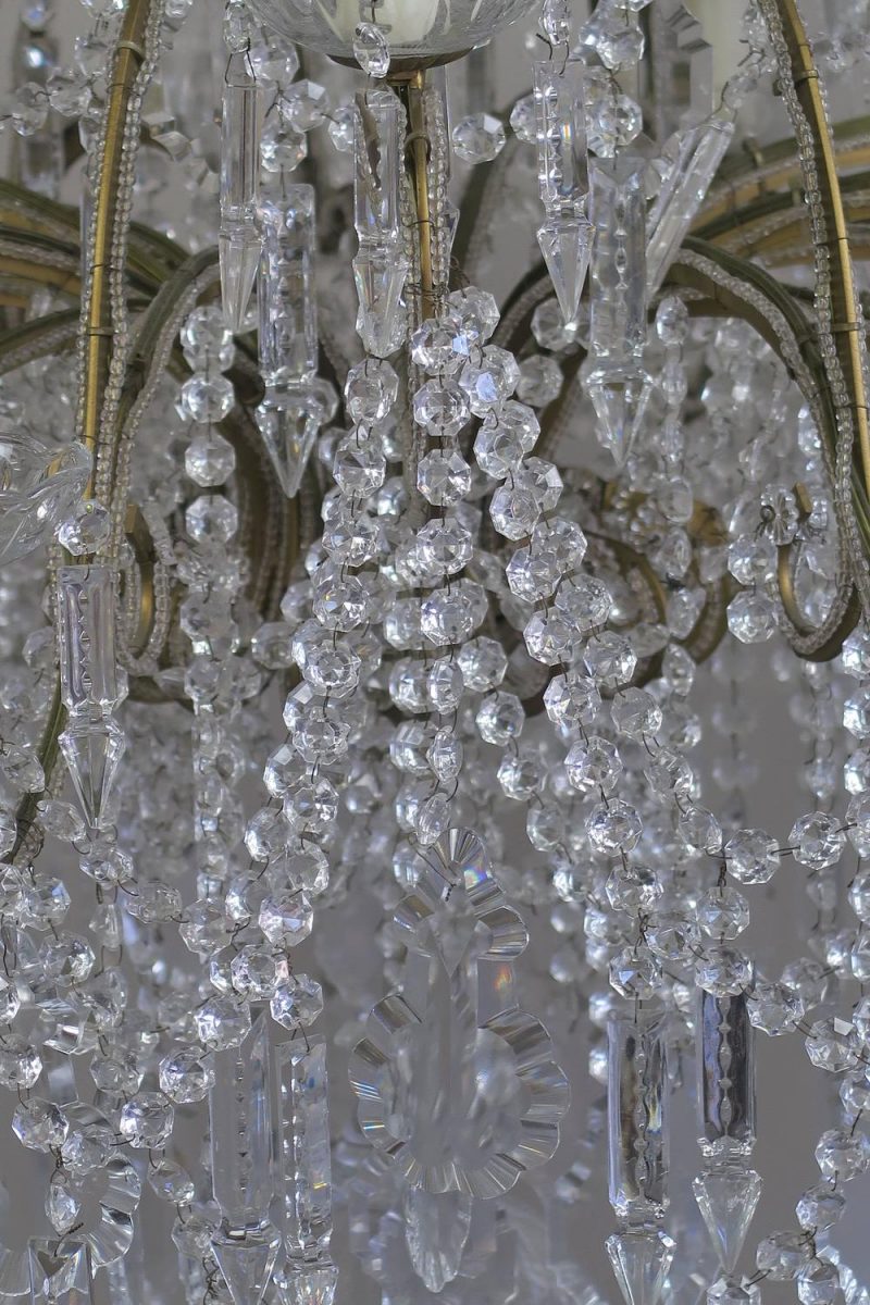 Monumental Italian Crystal Beaded Arm Chandelier