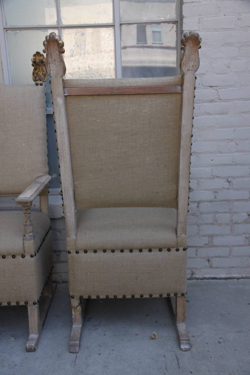 Pair of 18th Century Italian Armchairs with Giltwood Finials
