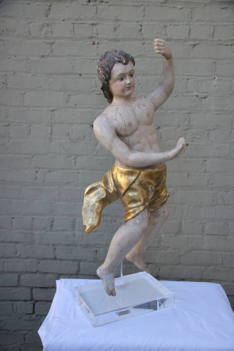 19th Century Italian Carved Statue on Lucite Base
