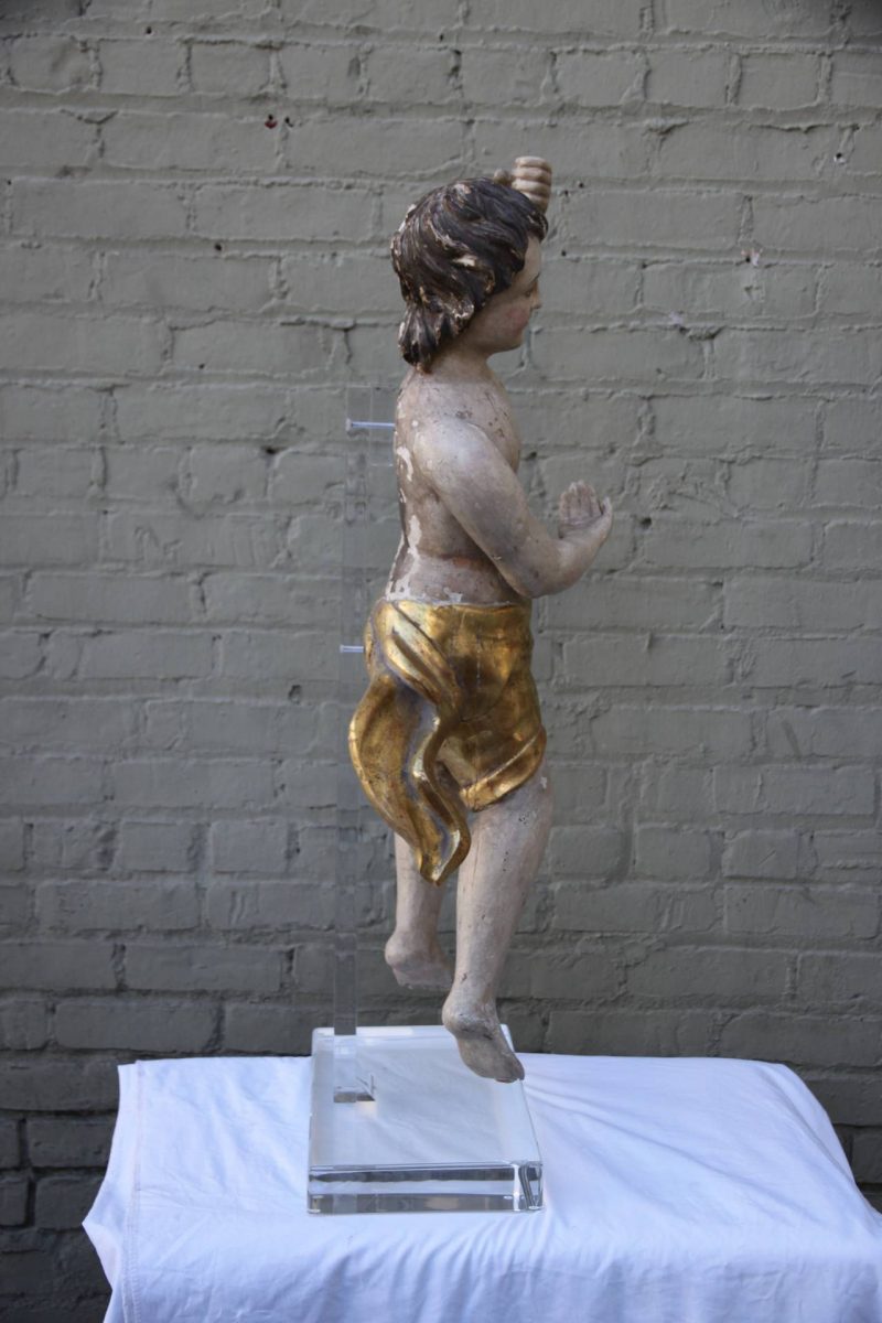 19th Century Italian Carved Statue on Lucite Base