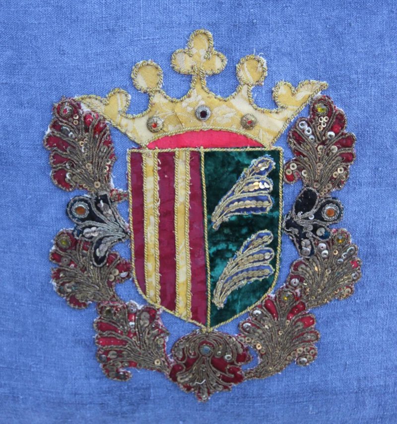 19th Century Royal Crest Linen Pillow