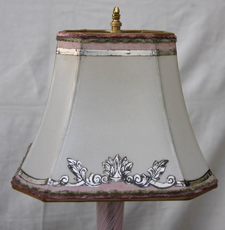 Murano Glass Lamps w/ Parchment Shades