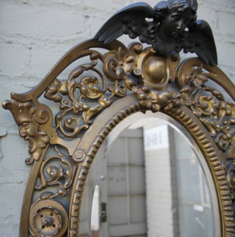 Pair of 19th Century French Bronze Mirrors or Sconces