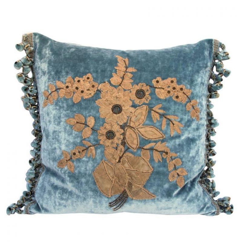 19th Century French Lace Appliqued Pillow