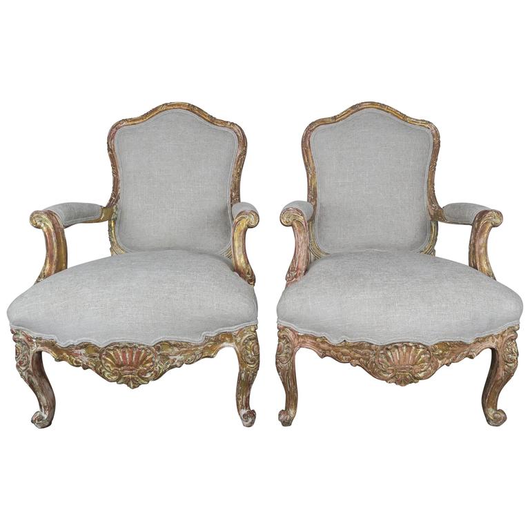 Pair of French Giltwood Armchairs, circa 1930s