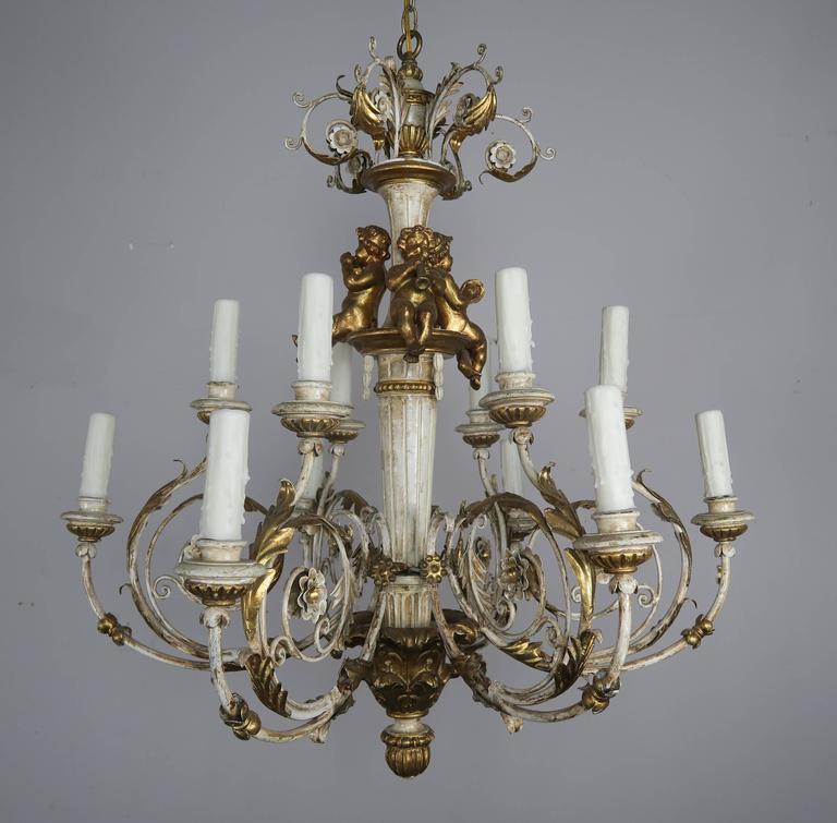 Italian Twelve-Light Rococo Style Cherub Chandelier