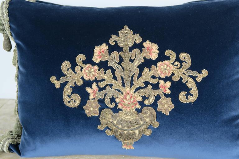 19th Century French Appliqued Pillows with Trim