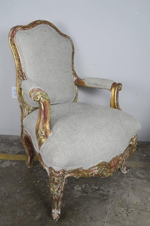 Pair of French Giltwood Armchairs, circa 1930s
