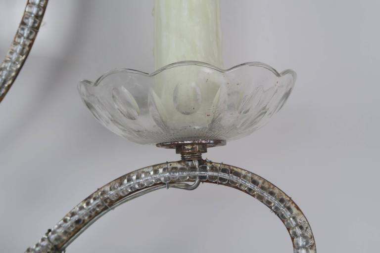 Silver Crystal Beaded Mirrored Sconces, Pair
