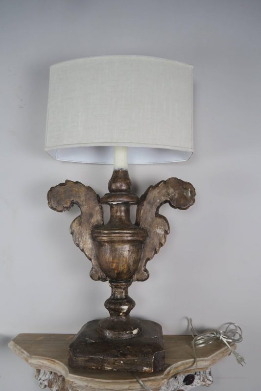 19th Century Silvered Urn Lamps with Linen Shades, Pair1